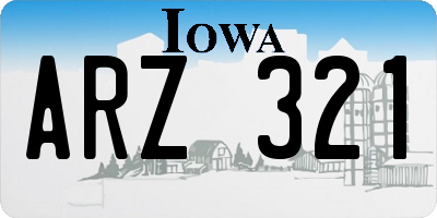IA license plate ARZ321