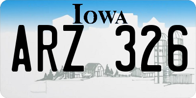IA license plate ARZ326
