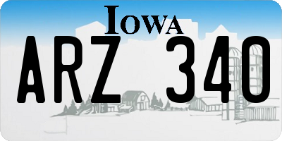 IA license plate ARZ340