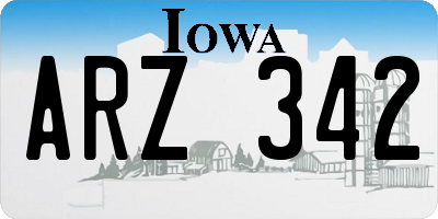 IA license plate ARZ342