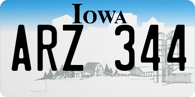 IA license plate ARZ344