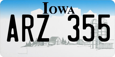 IA license plate ARZ355