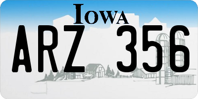 IA license plate ARZ356