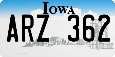 IA license plate ARZ362