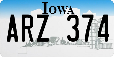 IA license plate ARZ374