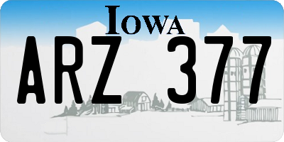 IA license plate ARZ377