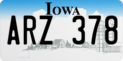 IA license plate ARZ378
