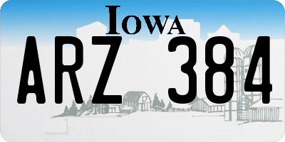 IA license plate ARZ384