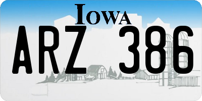 IA license plate ARZ386
