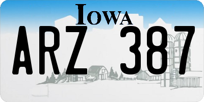 IA license plate ARZ387