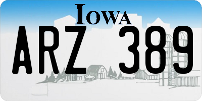 IA license plate ARZ389