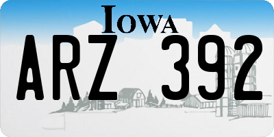 IA license plate ARZ392