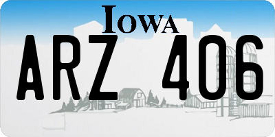 IA license plate ARZ406
