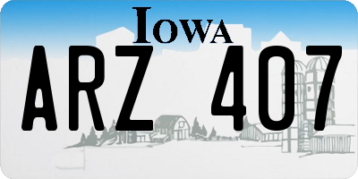 IA license plate ARZ407