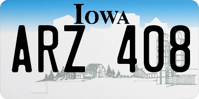 IA license plate ARZ408