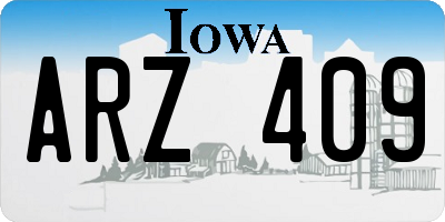 IA license plate ARZ409