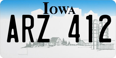 IA license plate ARZ412