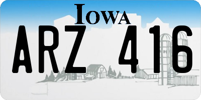 IA license plate ARZ416