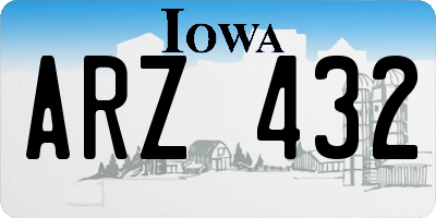 IA license plate ARZ432