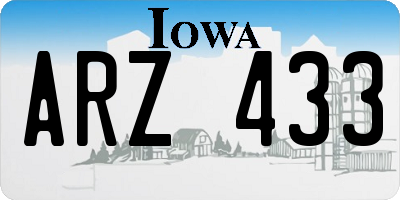 IA license plate ARZ433
