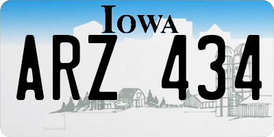 IA license plate ARZ434