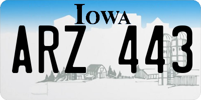 IA license plate ARZ443