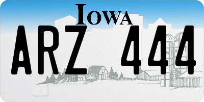IA license plate ARZ444