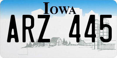 IA license plate ARZ445