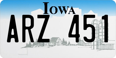 IA license plate ARZ451