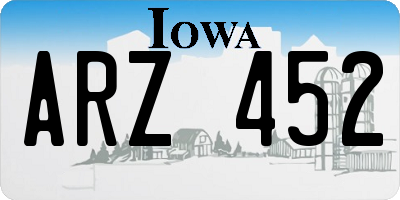 IA license plate ARZ452