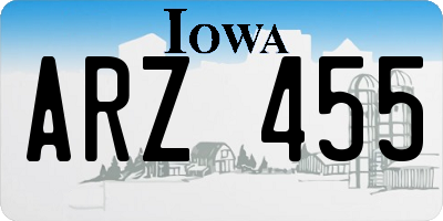 IA license plate ARZ455