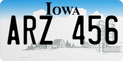 IA license plate ARZ456