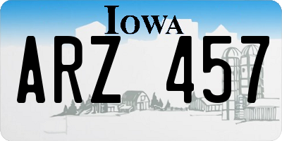 IA license plate ARZ457