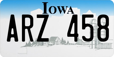 IA license plate ARZ458