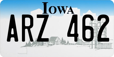 IA license plate ARZ462