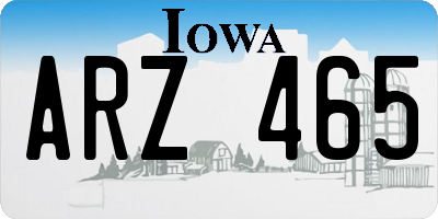 IA license plate ARZ465
