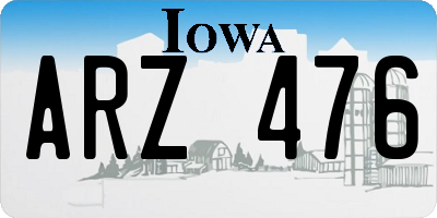 IA license plate ARZ476