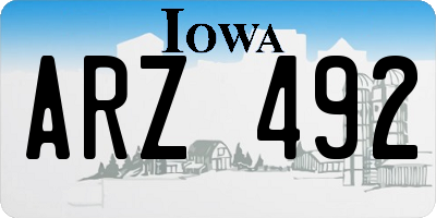 IA license plate ARZ492