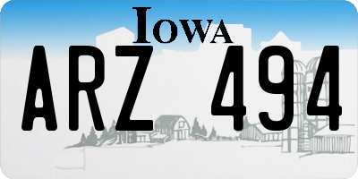 IA license plate ARZ494