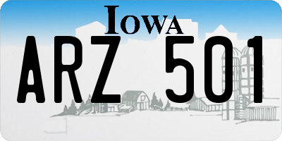 IA license plate ARZ501