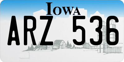 IA license plate ARZ536