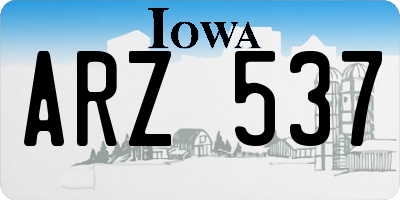 IA license plate ARZ537