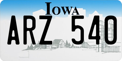 IA license plate ARZ540