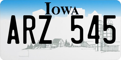 IA license plate ARZ545