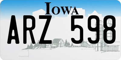 IA license plate ARZ598