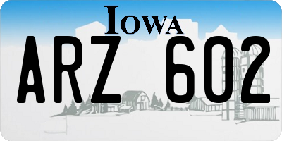 IA license plate ARZ602