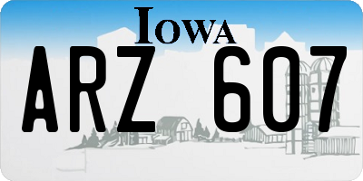 IA license plate ARZ607