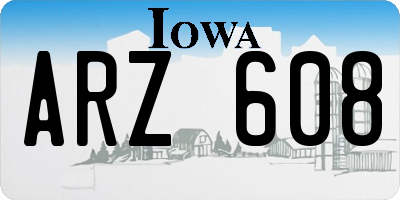 IA license plate ARZ608