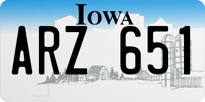 IA license plate ARZ651