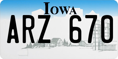 IA license plate ARZ670